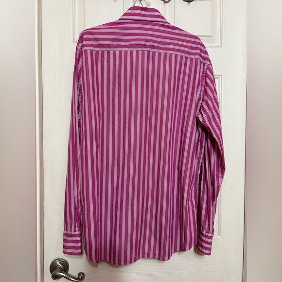 Bugatchi pink stripes long sleeve short L - Picture 4 of 6